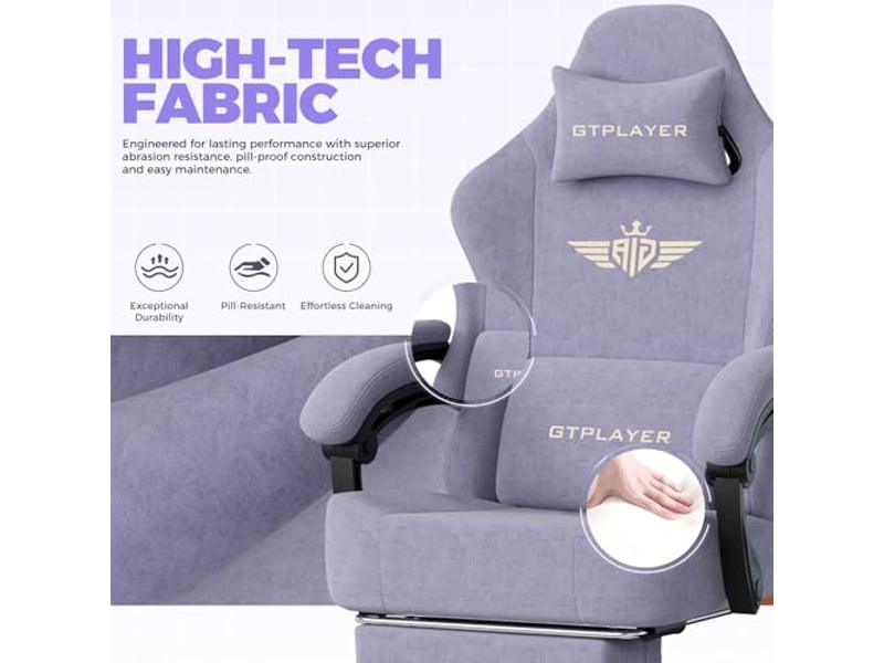  Gtplayer chaise de jeu inclinable à 160° avec repose-pieds 180kg - tissu lilas GT829-MKPP - Conforama D