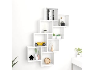 Étagère murale, étagère suspendue cube blanc 90x15x119 cm bois d'ingénierie cf42210