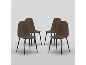 Lot de 4 chaises rembourrées en similicuir pour salon aurelia - marron foncé