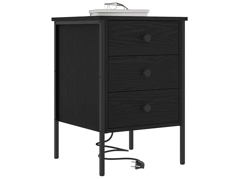  Table de chevet avec tiroir 2 pièces chêne noir 42 x 41 x 61 cm  - Conforama C