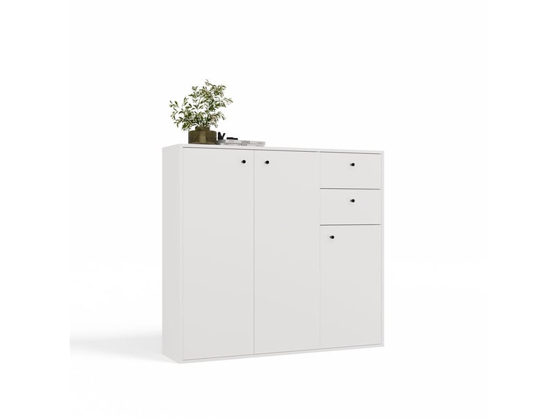  Fran - commode - 3 portes, 2 tiroirs - 120x110x30 cm - blance  - Conforama E