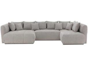 Canapé d'angle droit fixe NAPOLI 5 places Tissu Beige