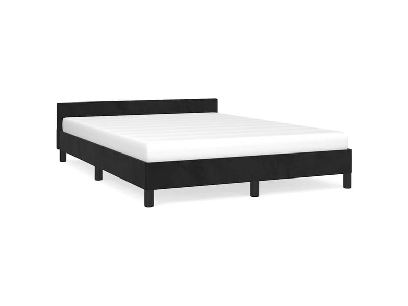 Lit double- lit adulte - cadre de lit sans matelas noir 140x190 cm velours - Conforama A