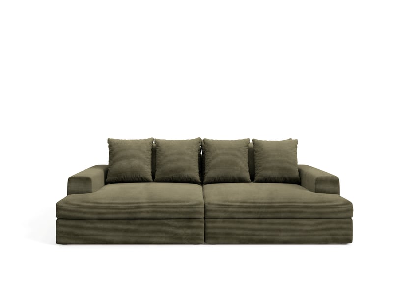  Canapé droit 4 places confort assise profonde en velours côtelé caldo vert olive  - Conforama A