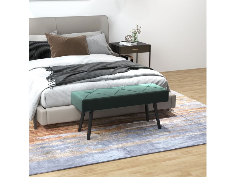  Banc 100x36x45 cm effet velours métal vert  - Conforama B
