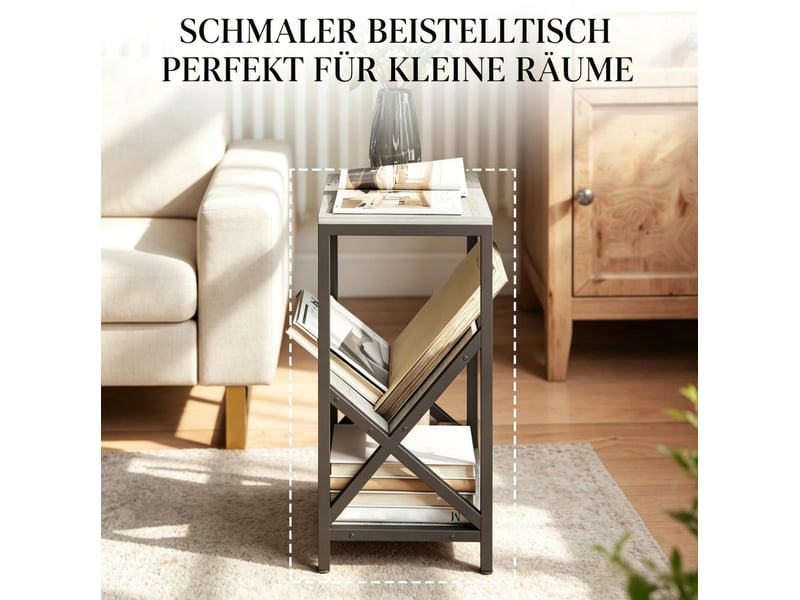  Table d'appoint 40x30x61 cm 3 niveaux panneau de particules et métal gris foncé  - Conforama D