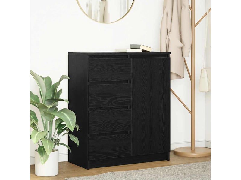  Buffet - bahut - meuble de rangement avec tiroirs chêne noir 71x35x84 cm bois d'ingénierie  - Conforama B