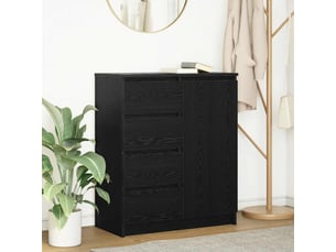Buffet - bahut - meuble de rangement avec tiroirs chêne noir 71x35x84 cm bois d'ingénierie