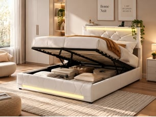 Lit coffre 140x190 cm KEFSR coloris beige