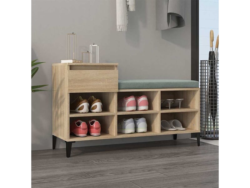  Armoire à chaussures chêne sonoma 102x36x60cm bois d'ingénierie shl1625  - Conforama B