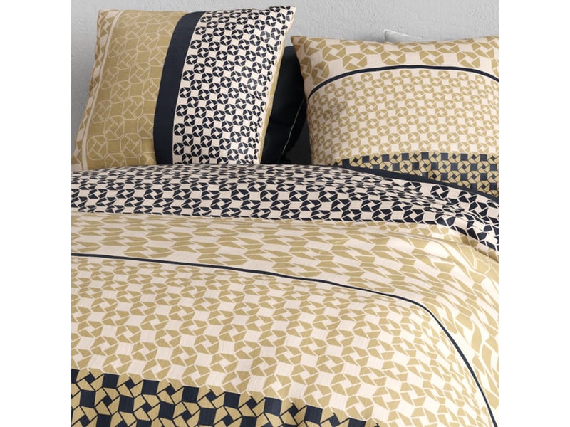  Parure housse de couette 240x220cm + 2 taies motif géométrique beige et noir 100% coton - melusine MELUSINE - Conforama D