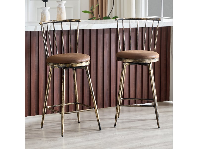 Tabouret de bar moderne en métal style windsor avec assise rembourrée pour îlots de cuisine, bars et restaurants - Conforama B