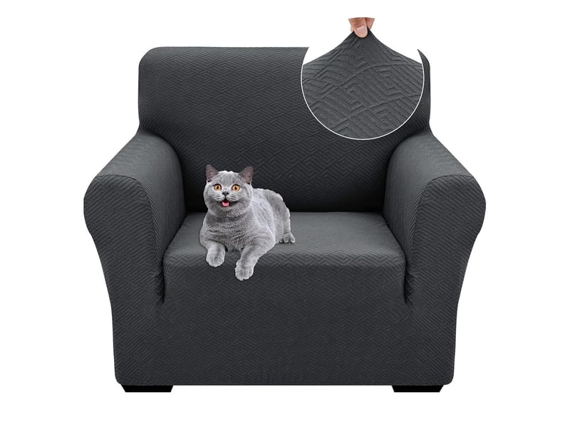  Housse canapé 1 places, universelle housse de canapé avec accoudoirs   foncé 78-116cm  - Conforama A