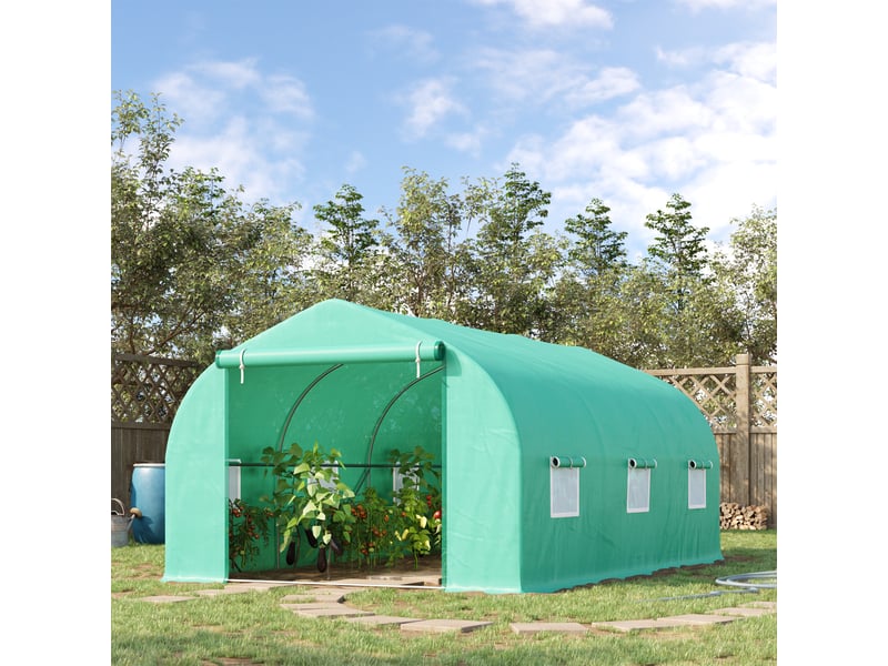  Serre tunnel 450x300x205 cm, 6 fenêtres, pe 140 gm², acier, plantesjardinterrasses.  - Conforama C