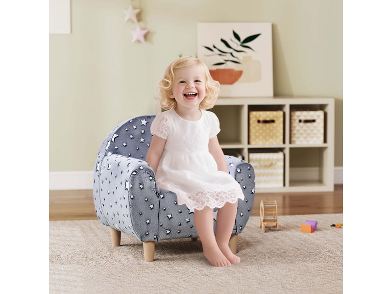  Fauteuil de salon, fauteuil enfants, canapé pour enfants, velours, 55x40x55cm, gris  - Conforama C