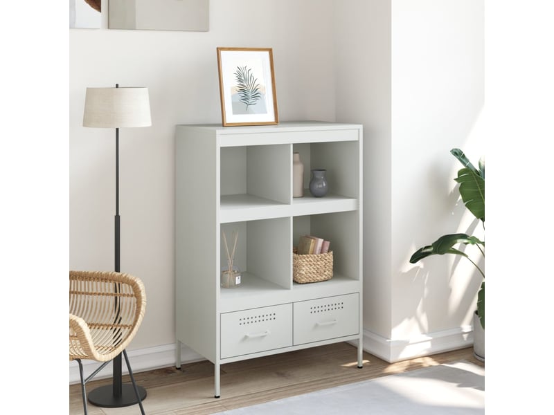  Buffet haut - bahut - meuble de rangement blanc 68x39x101,5 cm acier  - Conforama C