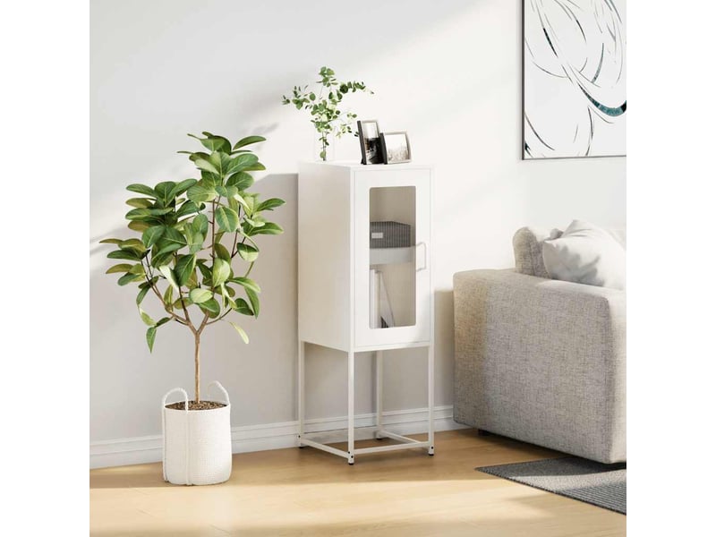  Buffet - bahut - meuble de rangement blanc 36x39x107 cm acier laminé à froid  - Conforama C