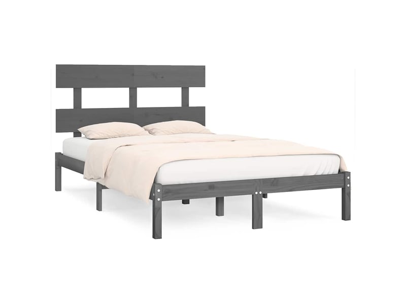  Lit double- lit adulte -  cadre de lit sans matelas gris 200x200 cm bois massif  - Conforama A