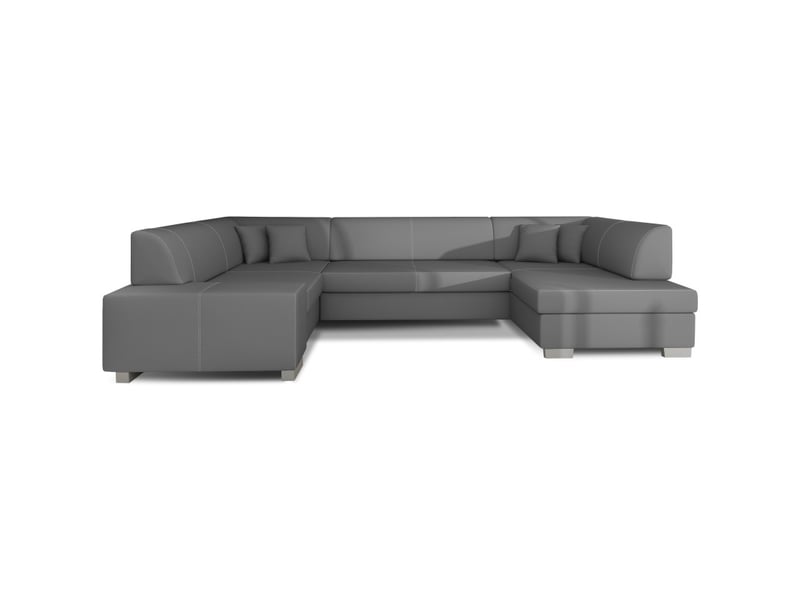  Canapé panoramique en u gris convertible 6 places havane avec couchage spacieux  - Conforama A