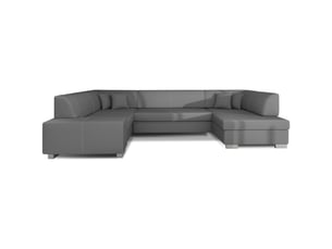 Canapé d'angle droit fixe MEUBLORAMA  6 places Polyester gris avec coffre de rangement
