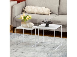 Table basse carré(e) coloris blanc <strong>WISHDOR</strong> <strong></strong> - 40 cmx35 cm