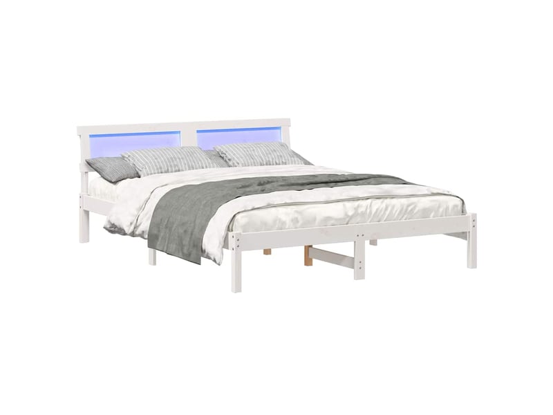 Lit double- lit adulte -  cadre de lit avec tête de lit blanc 140 x 200 cm pin massif  - Conforama B