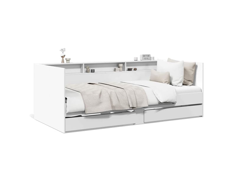  Lit simple- lit adulte -  lit de jour avec tiroirs sans matelas blanc 100x200 cm  - Conforama A