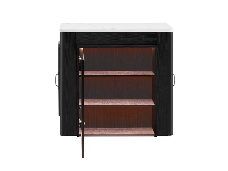 Bar conception d'épissure 80x39,679,6119,6149,6x77 cm 3 plateaux roulettes rangements mdf et verre blanc noir  - Conforama E