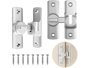 Lot de 2 verrous de porte coulissante, fermeture à rabat 90180 degrés en alliage d'aluminium