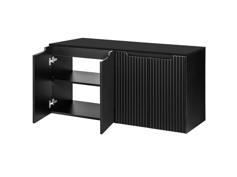  Meuble sous lavabo salle de bain rangement design avec 4 portes 120 x 60 x 40 cm noir 03_0010025  - Conforama A