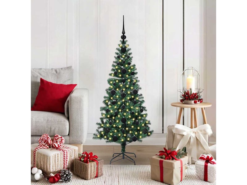 Sapin de noël - arbre de noël artificiel pré-éclairé vert 120 cm pvc et métal - Conforama B
