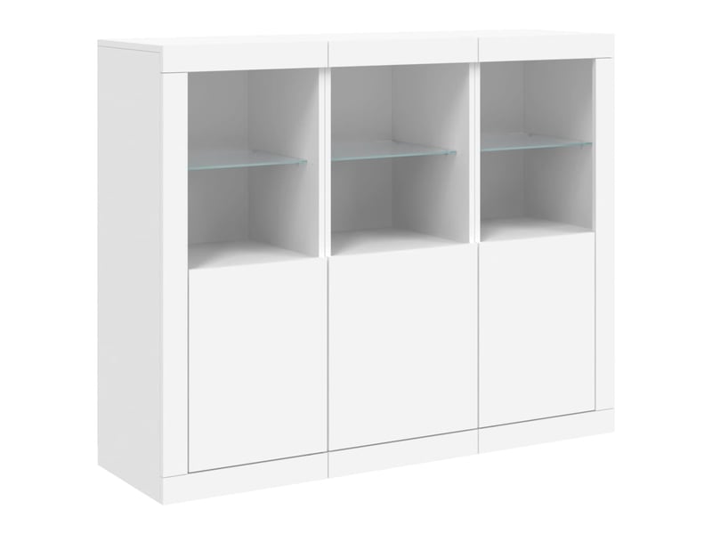 Buffets avec lumières led 3 pcs - bahut - meuble de rangement blanc bois d'ingénierie - Conforama E