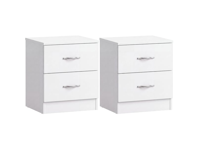  Table de chevet riano, commode de nuit, chambre, 47x40x36cm, set de 2, 2 tiroirs, blanc 3332400 - Conforama A