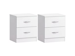 Table de chevet riano, commode de nuit, chambre, 47x40x36cm, set de 2, 2 tiroirs, blanc
