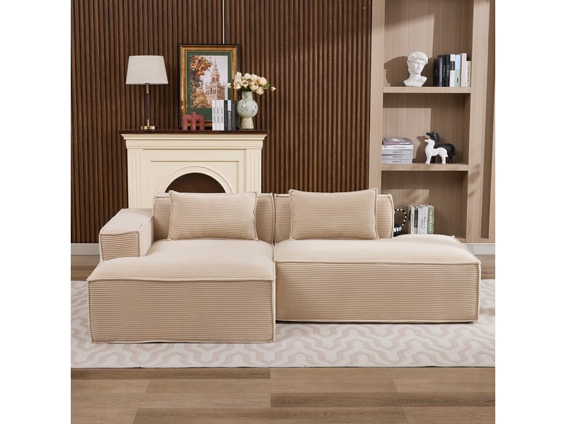  Canapé 3 places en tissu avec 2 coussins, assise ressorts ensachés et mousse haute densité, design épuré  - Conforama R