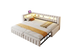 Lit gigogne 90x200 cm    coloris beige