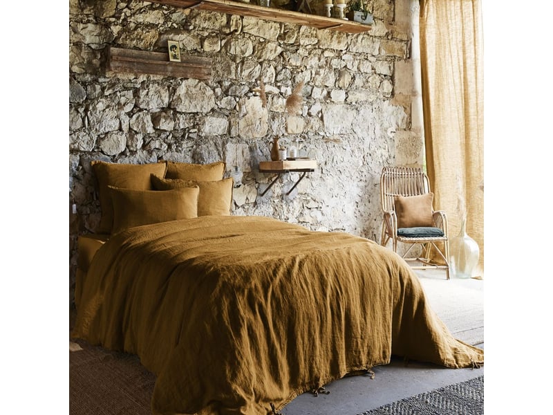  Housse de couette 140x200 cm lin rosalie caramel PD24928 - Conforama B