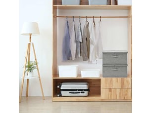 Boîtes de rangement tissu intissé 2 compartiments gris