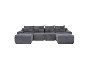 Canapé droit compressé fixe OKWISH  4 places Velours côtelé gris foncé