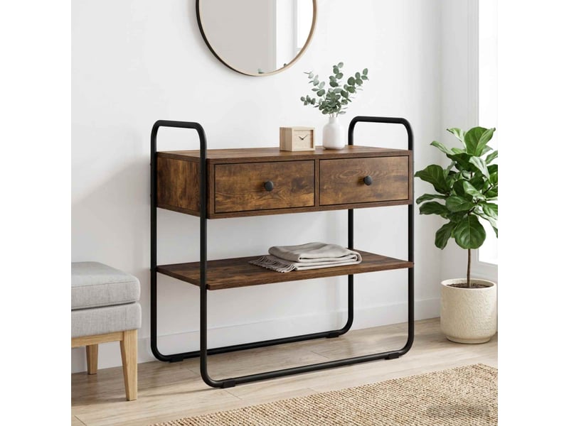  Vidaxl table console chêne fumé 100 x 40 x 75 cm bois d'ingénierie  - Conforama B