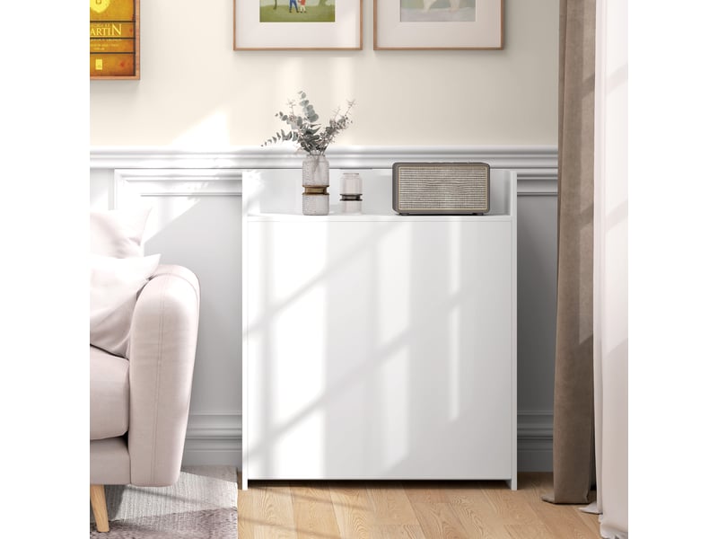 Table à manger pliante, table de cuisine pour 3 personnes, plateau à abattant et 4 étagères, 78,5x91x93cm, blanc - Conforama W