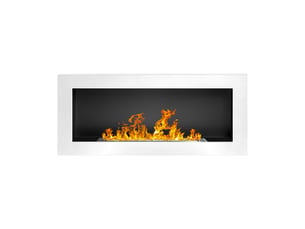 Lucca - cheminée murale bioéthanol 90x40x12 cm avec brûleur 0,75 l en acier inoxydable blanc