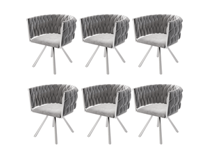 Lot de 6 chaises de salle à manger pivotantes,velours,gris et argenté