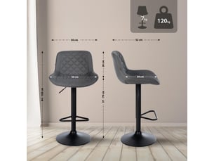 Lot de 2 tabourets de bar kasson gris, similicuir