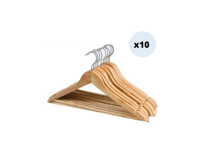  Lot de 10 cintres en bois à tête rotative msv  - Conforama A