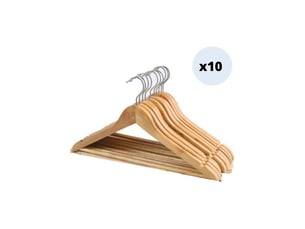 Lot de 10 cintres en bois à tête rotative msv