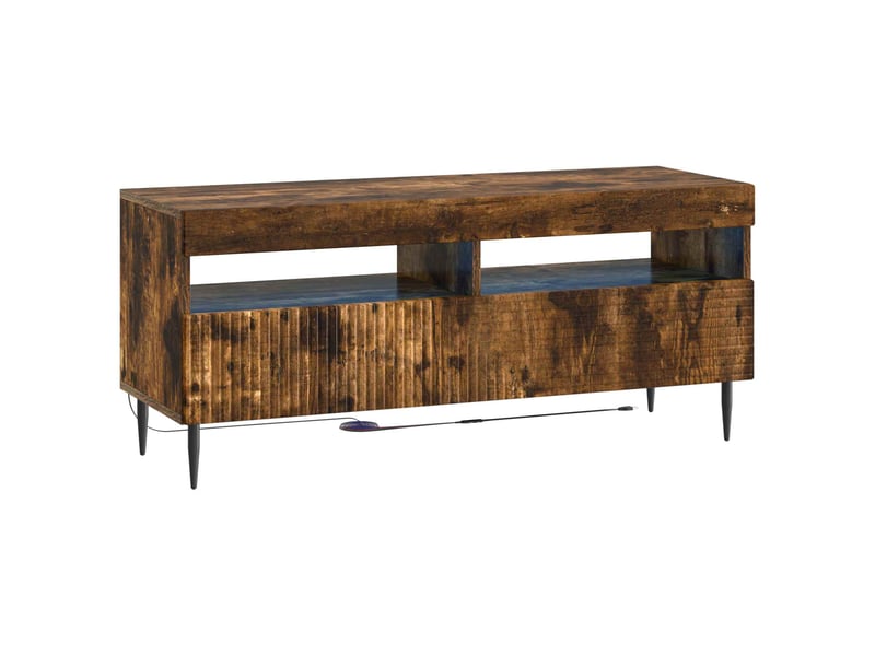 Ensemble de 3 meubles tv led chêne fumé bois d'ingénierie shl35709 - Conforama E