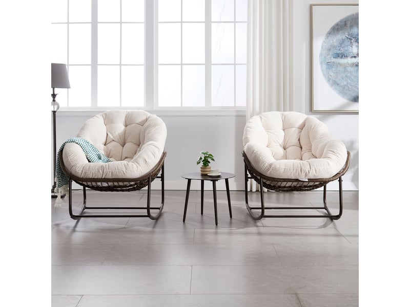 Fauteuil de jardin rotin extérieur assise rembourrée dossier intégré - Conforama B