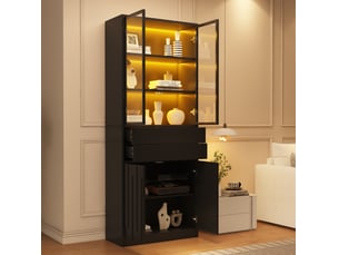 Vitrine coloris noir 4 étagère(s) TCQPZ - 70 cmx180 cm