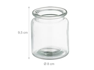 Lot de 12 photophores ronds déco ambiance cosy salon cuisine 8 x 8 x 10 cm en verre transparent 13_0013530